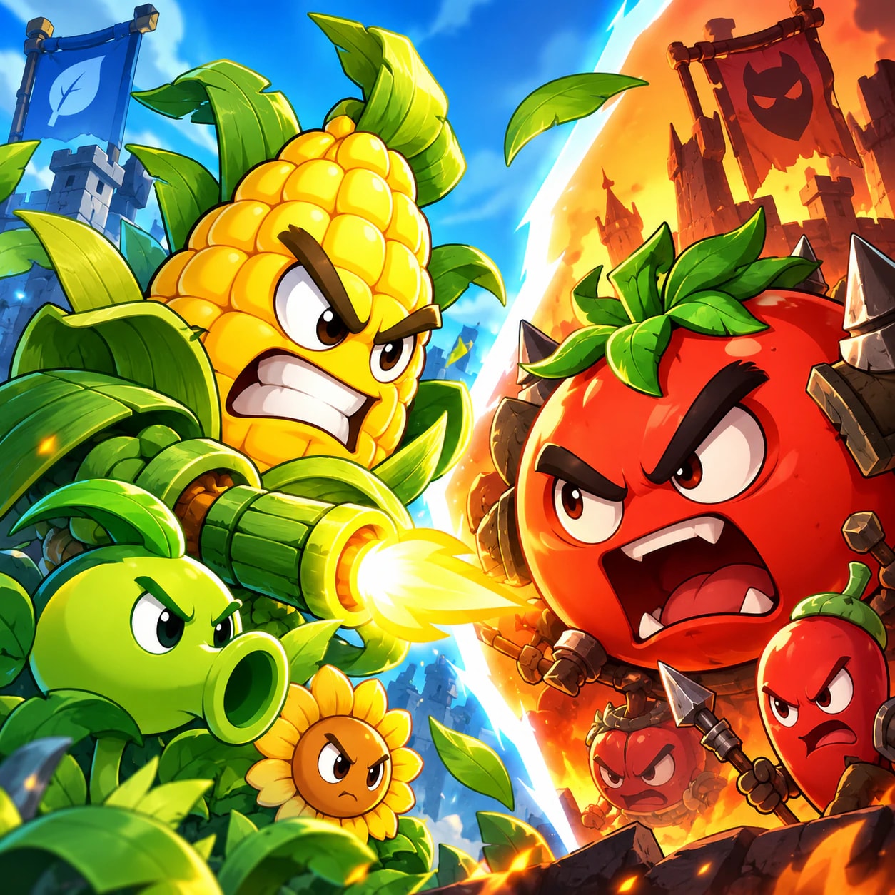 Logo Plants on Fire: Attack&Defend - Link